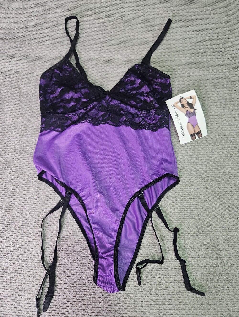 NWT! Purple Teddy With Detachable Garters, Small